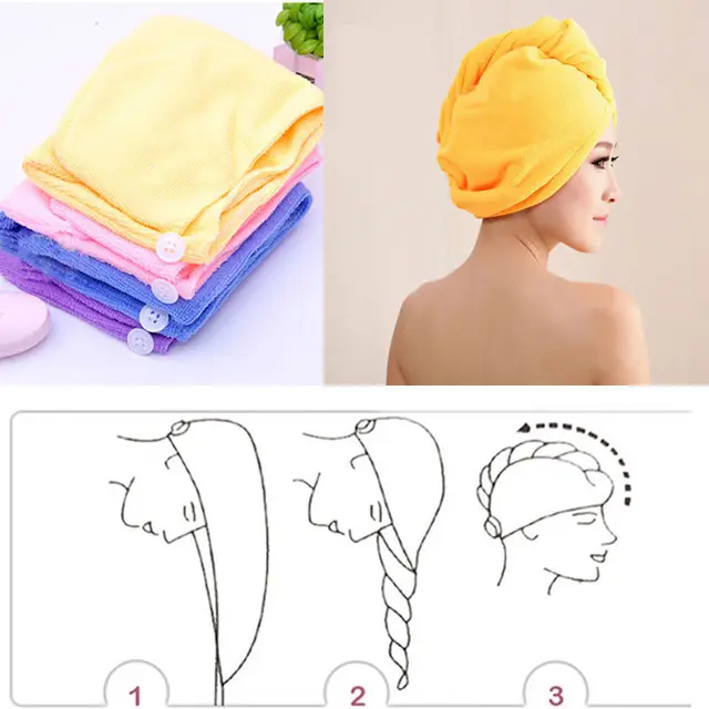 1 pcs Hot sale Quick Dry Microfiber Towel Hair Magic Drying Turban Wrap Hat Cap Spa Bathing New
