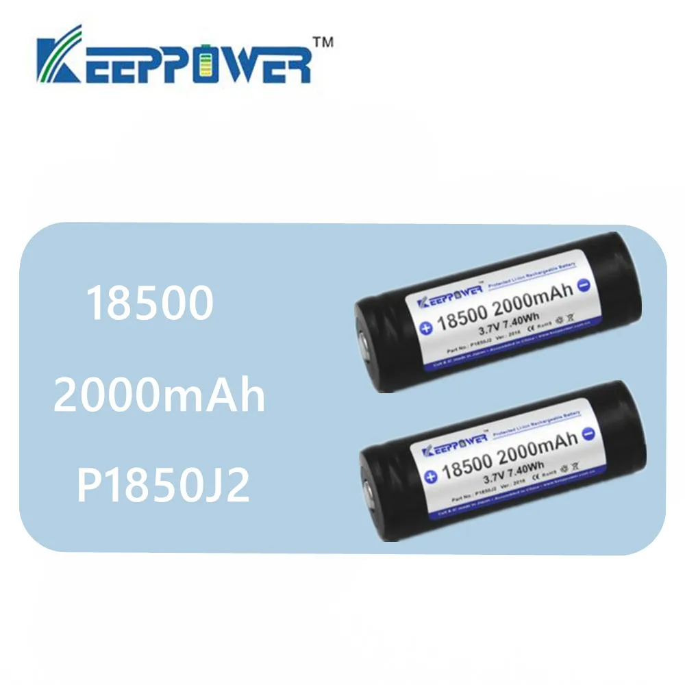 2 шт. KeepPower P1850J2 18500 аккумулятор 2000 мАч литий-ионная аккумуляторная батарея с защитой 3,7 в Прямая