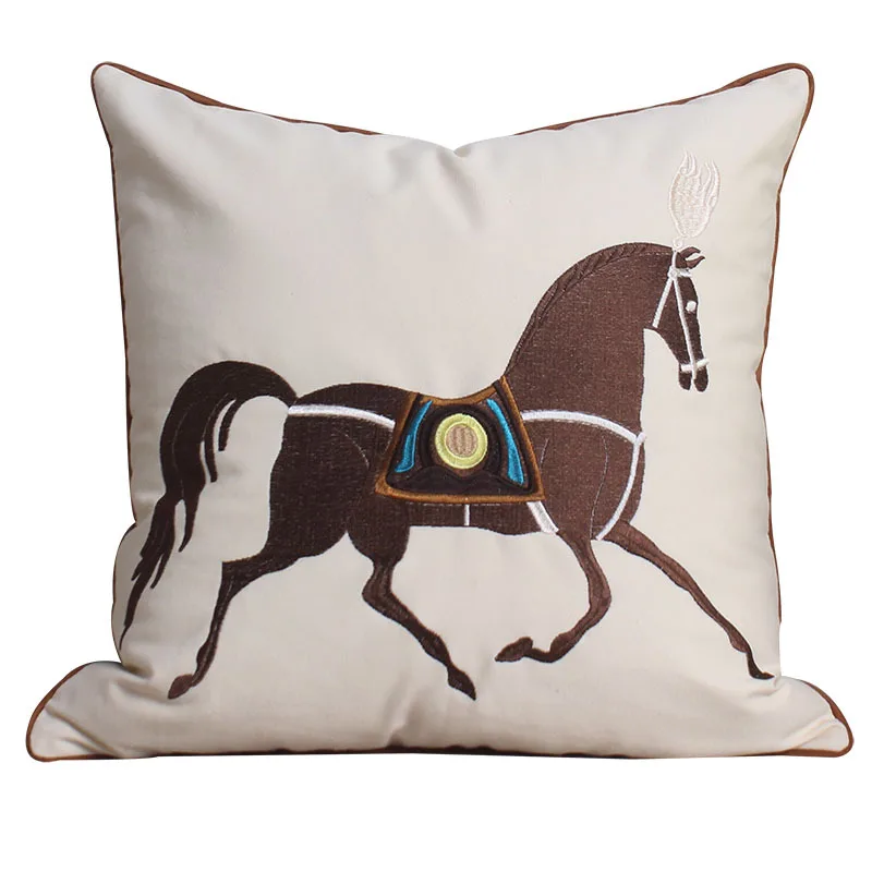 

Luxury Embroidery Horse Cushion Cover For Couch Designer Pillow Case Home Decorative Living Room Sofa Cushion Cover