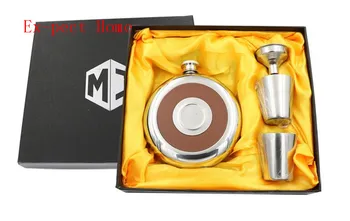 

30 Sets Round Stainless Steel Pocket Flask With Build-in Cup 5oz Hip Flask Mirror Polished Bottles+ Free Funnel