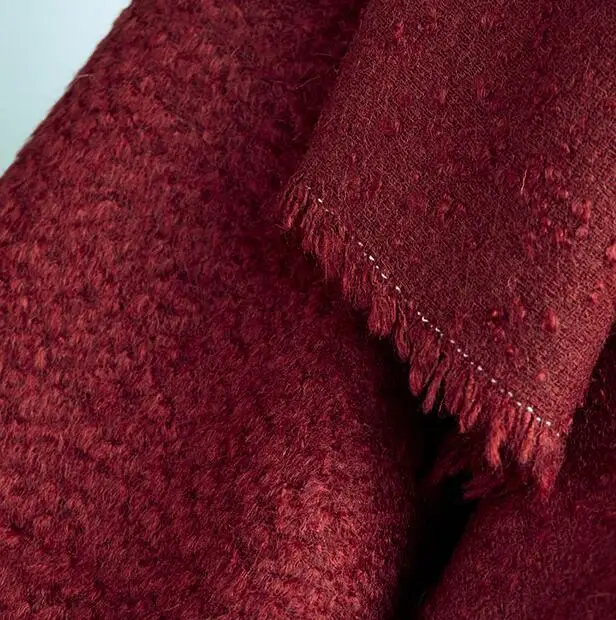 

Red yarn-dyed Wool cotton circle wool coat fabric/ woolen tweed tecido telas christmas tulle dress african patchwork fabric A174