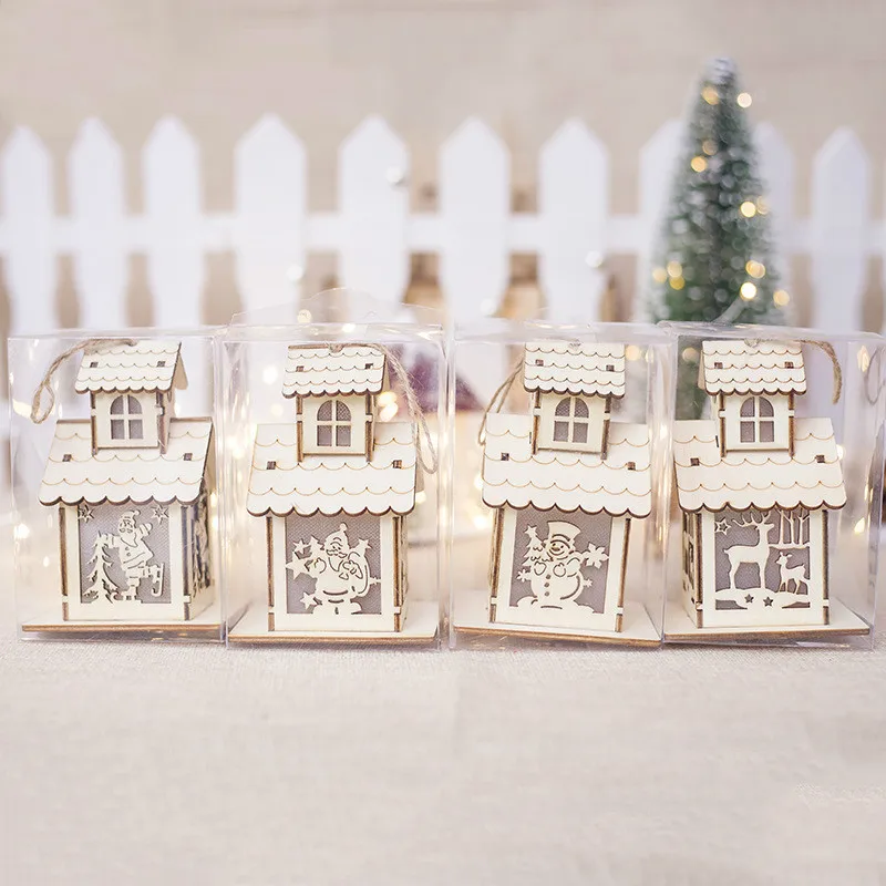 8 5 12cm Two Story Wooden House With Lights Mini Model Hanging 8 5 12cm Two Story Wooden House With