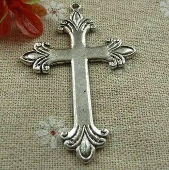 

Hot 30pcs Zinc Alloy Plating Silver 39*23 MM Large Cross Charms Pendant Fashion Jewelry Accessories Fitting For Women&Men H726