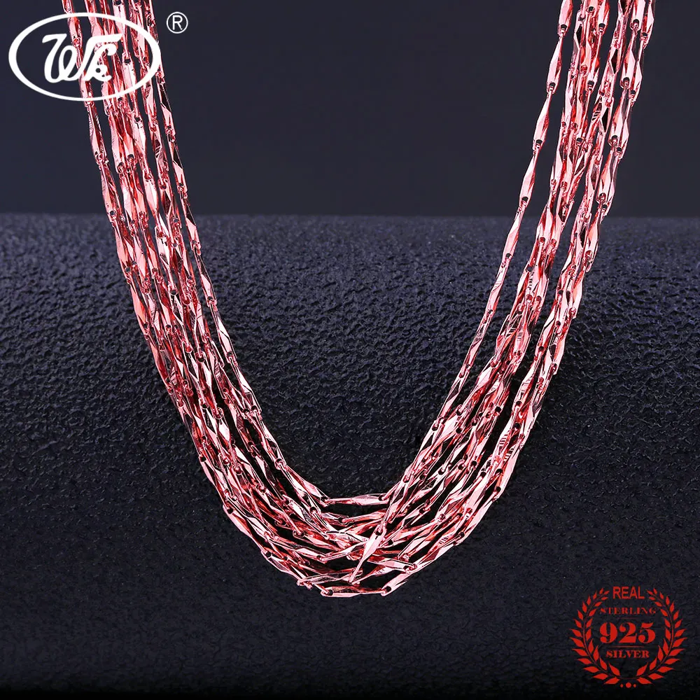 WK Rose Gold Color 925 Sterling Silver Chain Jewelry Wholesale Lots Bulk 5PCS 10PCS 20PCS 50PCS 100PCS 0.8MM 40 45CM Chain NA026 WK Rose Gold Color 925 Sterling Silver Chain Jewelry Wholesale Lots Bulk 5PCS 10PCS 20PCS 50PCS 100PCS 0.8MM 40 45CM Chain NA026