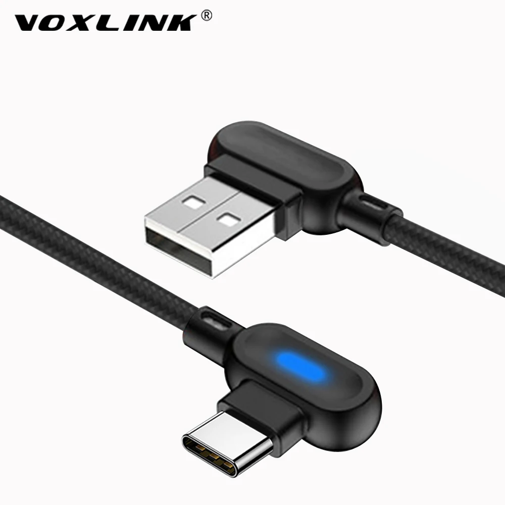 

VOXLINK USB Type C 90 Degree Fast Charging usb c cable Type-c data Cord Charger usb-c For Samsung S8 S9 Note 9 8 Xiaomi mi8 mi6