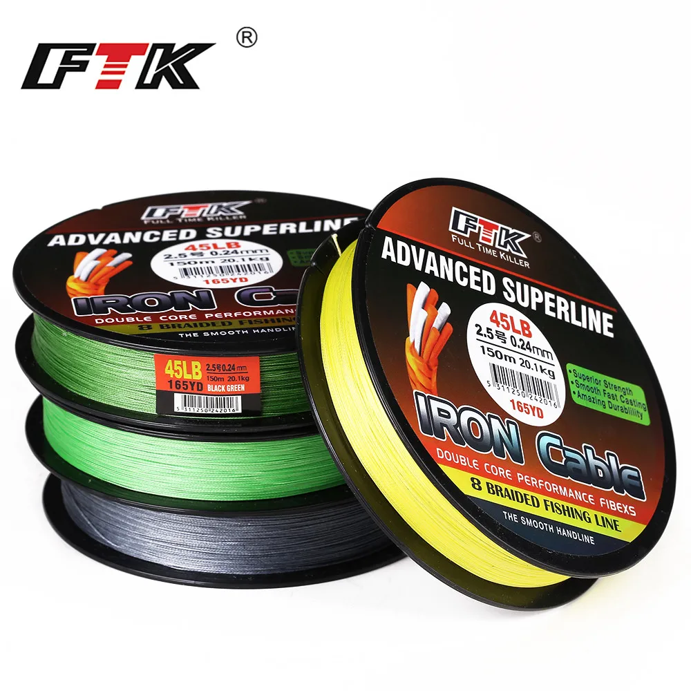 FTK 8 مضفر سلك 300 متر 1.0-6.0 # رمز 23-85LB 4 ألوان مضفر خط الصيد سوبر مقاومة التآكل الصيد خط