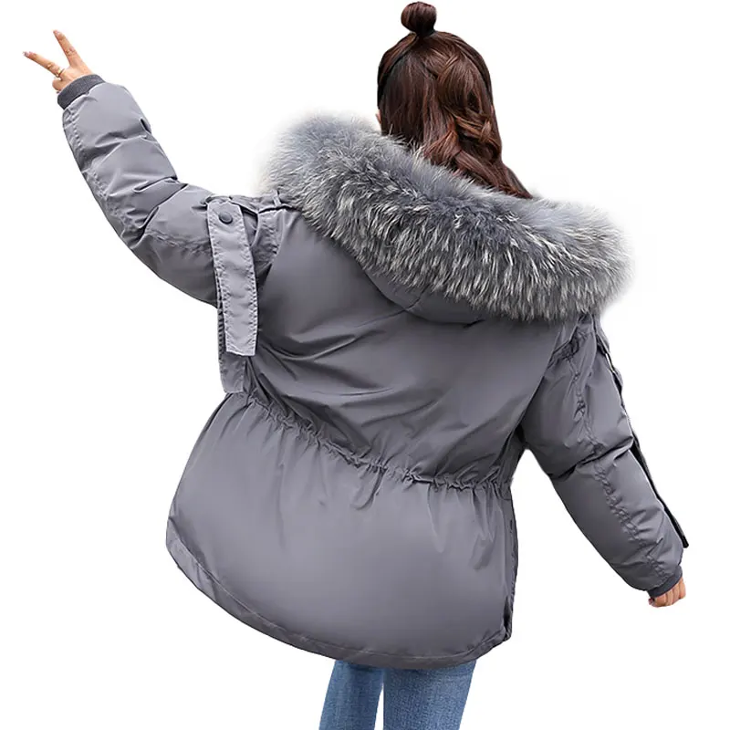 De Fourrure Capuchon Veste À rouge 2018 Lâche Manteau Beige D'hiver Mode Outwear noir Nouveau Femelle Le Coton army Parkas Femmes marron Green Vers Rembourré Bas Grand Épais gris xwvtCXnzqE