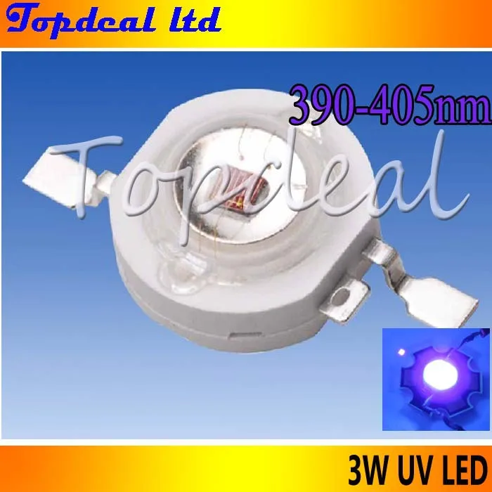 10 шт. 3 Вт Высокая мощность УФ LED395 405nm Ультра Voilet led 2 6 В 700мА 12 14лм светодиодный