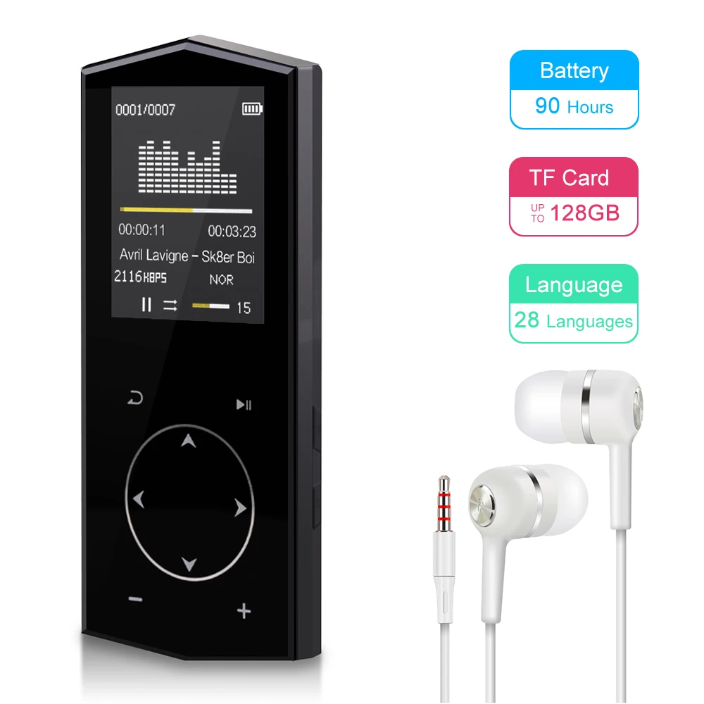 SAGO M1 Bluetooth 4.1 Touch Screen MP3 Player 1.8&quot Color Screen Lossless Sound with 16GB Storage Support FM/TF/Voice Recordi