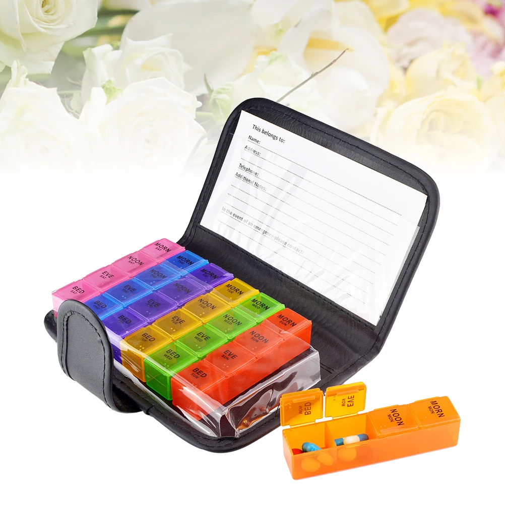 1 Набор коробок для таблеток с сумкой для хранения красочных разделенных дозирующих переносных коробок для таблеток Набор органайзеров