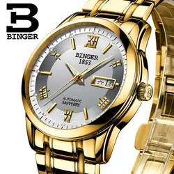 Швейцария мужские часы люксовый бренд Наручные часы Бингер световой автоматический self-ветер Полный нержавеющая сталь Водонепроницаемый