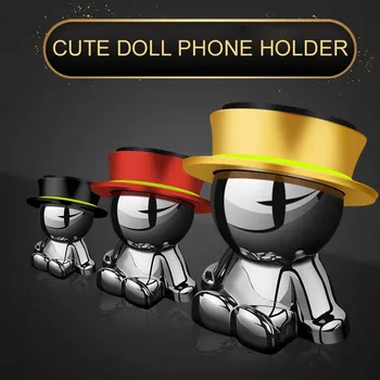 

E-FOUR Little Cap Doll Phone Car Holder Metal Magnetic Rotate Adjustable Lovely Cute Doll Car Phone Holder Stickers on Desk Cars