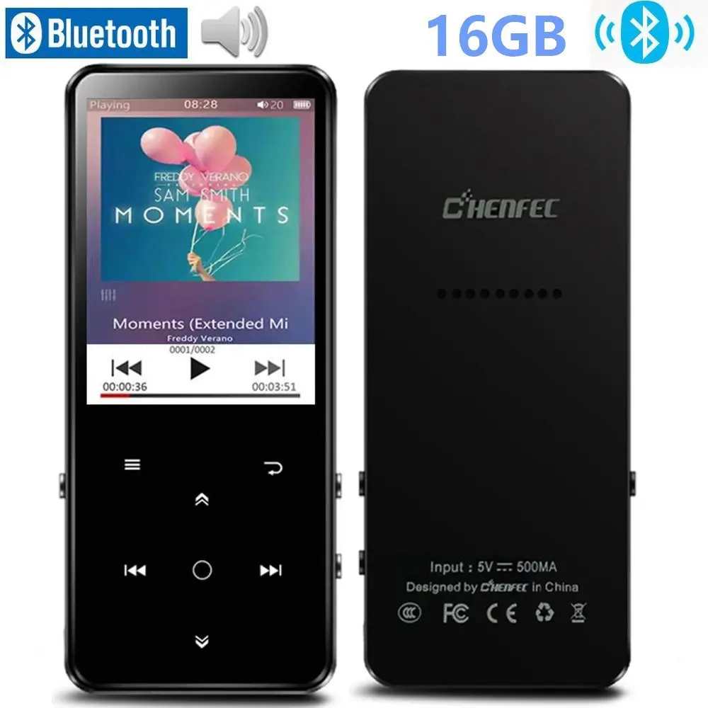New 16GB Bluetooth 4.0 MP3 Player with 2.4 Inch TFT Color Screen, Touch ...