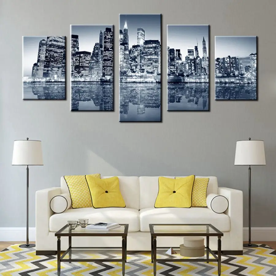 Настенная картина с изображением Нью Йорка пейзаж темная ночь украшение для дома