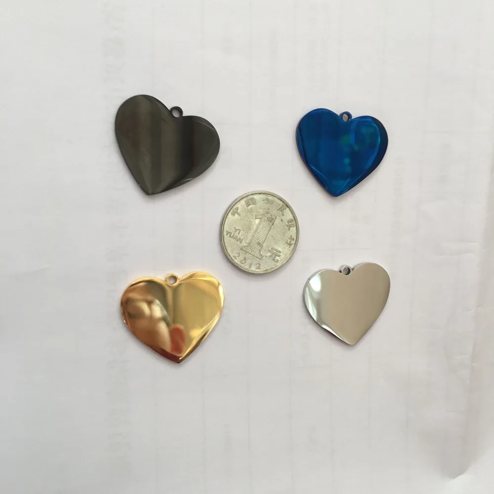 

20pcs 30*26mm stainless steel Silver gold simple heart blank stamp charms for necklace Pendant for DIY Jewelry making
