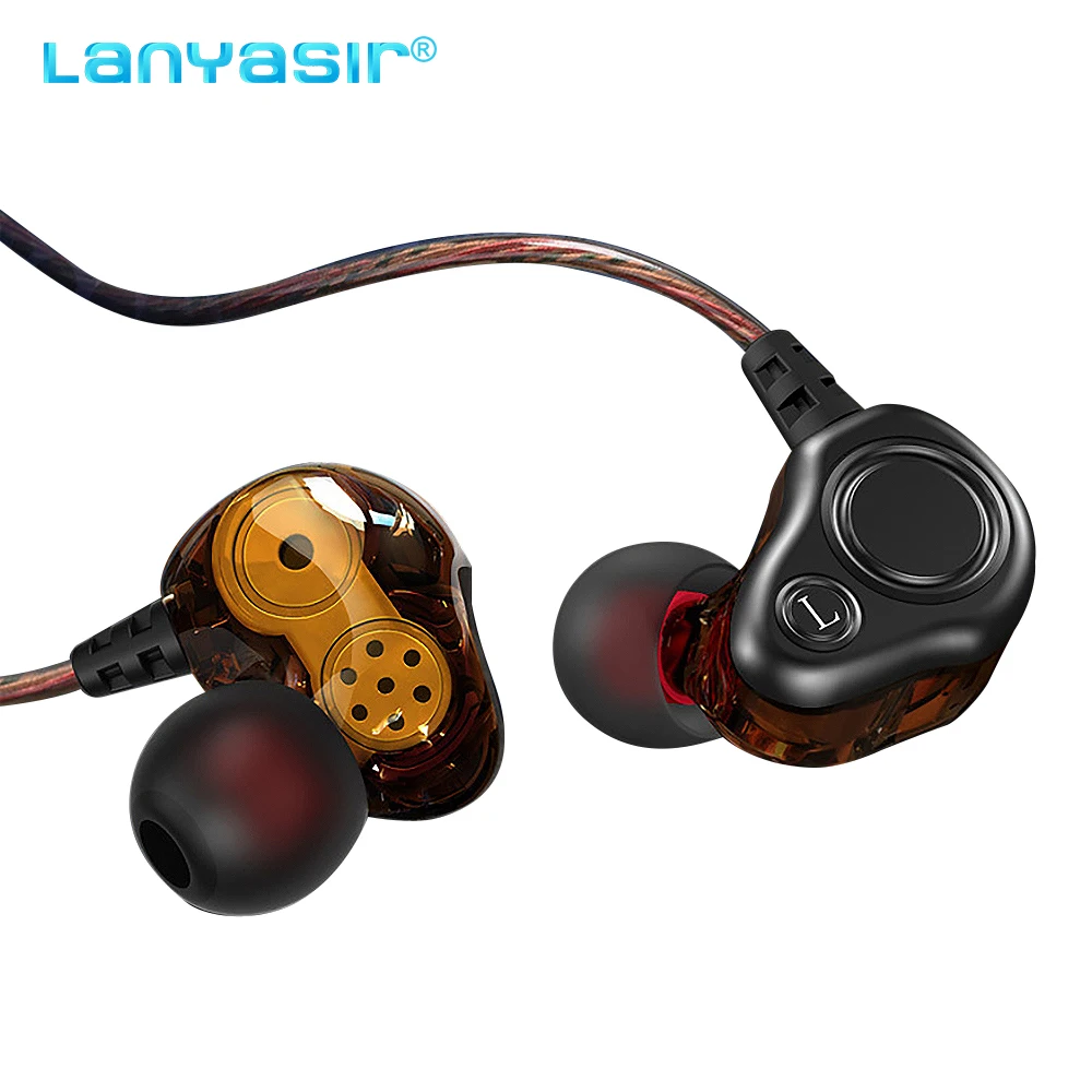 LANYASIR S200 двойной движущийся круг спортивные наушники-вкладыши стерео гарнитура