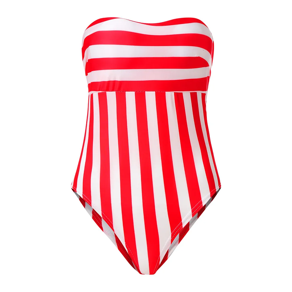 LIVA девушка сексуальный женский красный и белый полосатый пляжный купальник Монокини Бикини Набор Высокая Талия пуш-ап бюстгальтер