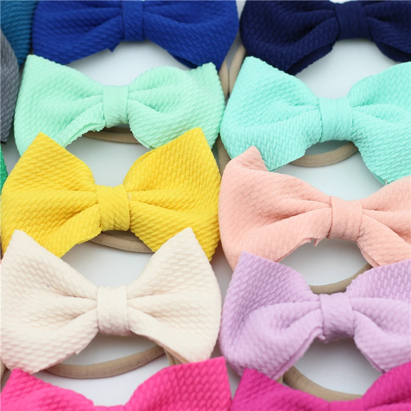 

Knotted Tied Stretch Bows infant baby girl child stretchy soft headband big bow headband girls nylon headwrap kids hair bows