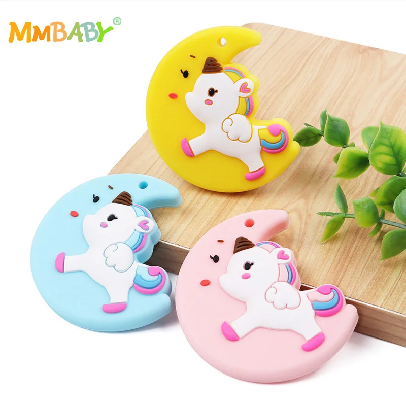 MMBABY 1 шт. Милая луна Единорог силиконовые прорезыватель из дфп Бесплатная для DIY