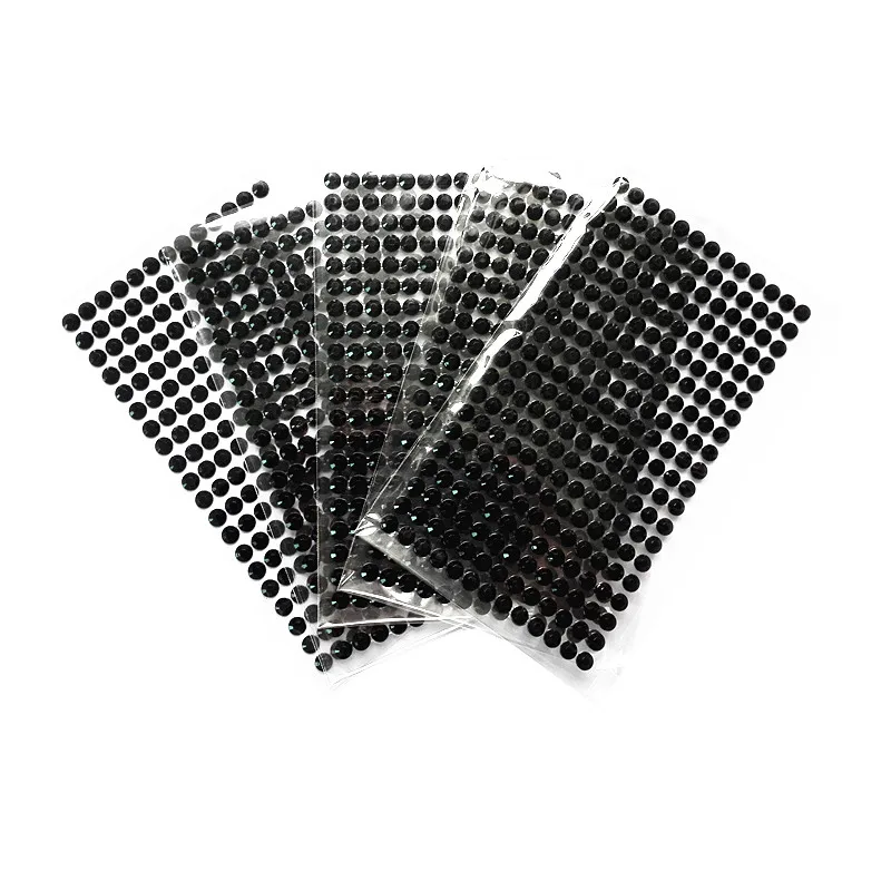 5 sets/bag 6mm kids toys Rhinestone Stickers Acrylic black crystal