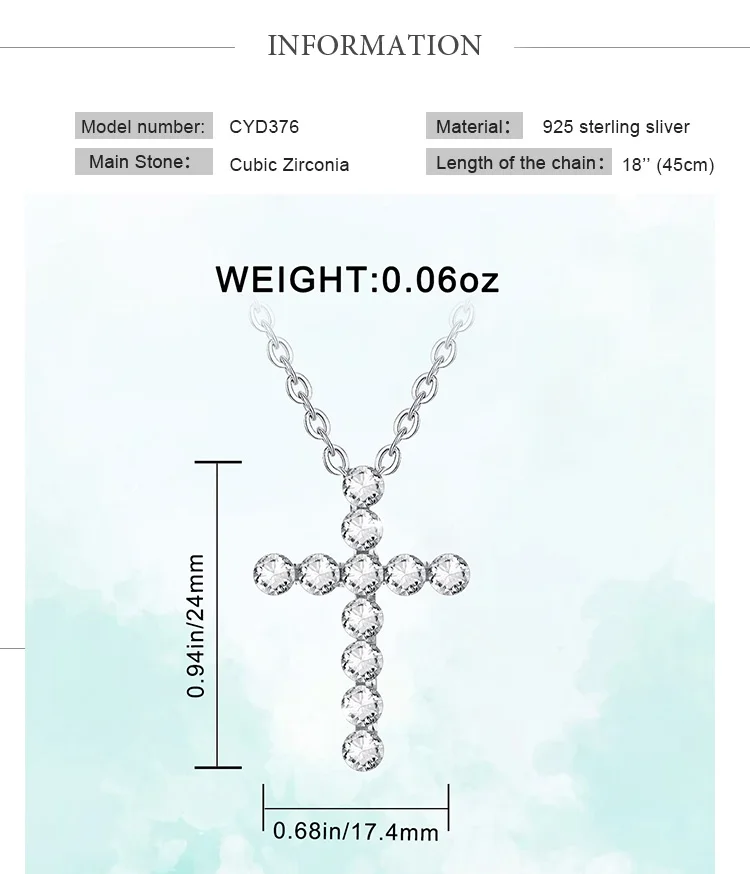 Юдора 925 пробы серебряный крест кулон CZ Цепочки и ожерелья Романтический Стиль Шарм Для женщин ювелирные изделия для подруги подарок ко Дню Святого Валентина D376