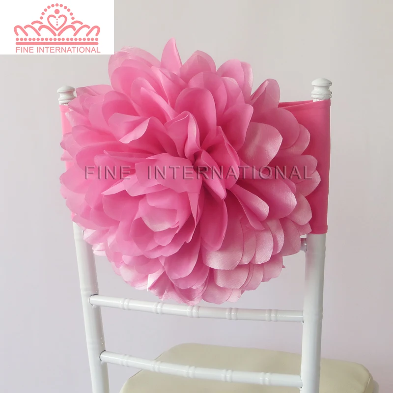 50 Pcs Wholesale Colorful Taffeta Chiavri Flower Chair Sash Flower