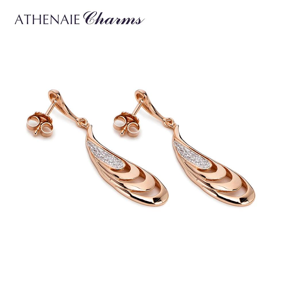 

ATHENAIE 925 Sterling Silver Color Rose Gold Droplet Simple Openwork Earrings For Women Party Jewelry