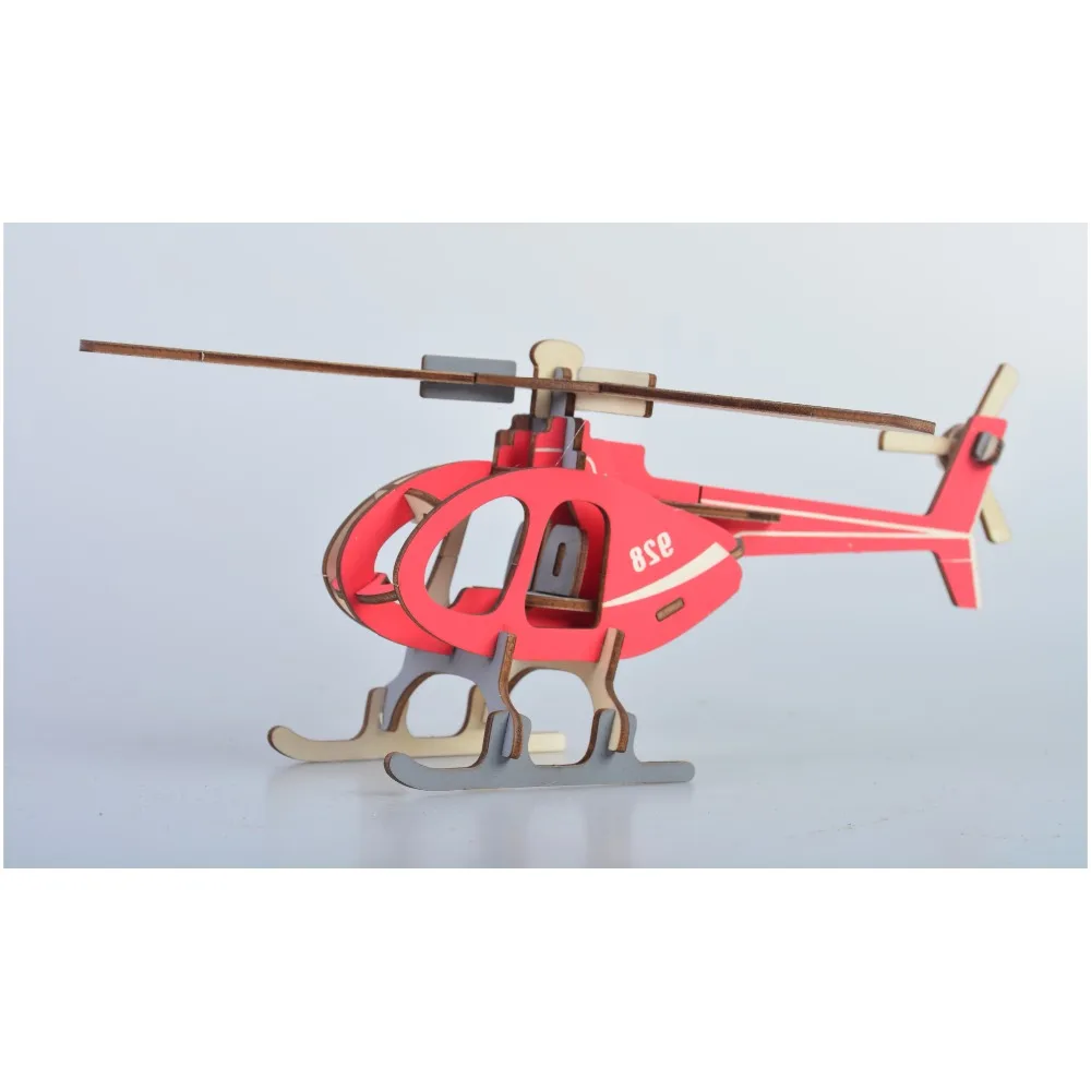DIY деревянный сборный самолет модель Конструкторы вертолет истребитель развивающие игрушки 3D головоломки ремесленные строительные