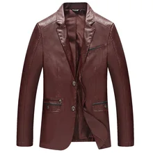 Red Leather Jacket Men Burgundy Thin Sheep Skin Coat 4XL Single Breasted Man High Quality Black Brown Pu Suede Jackets