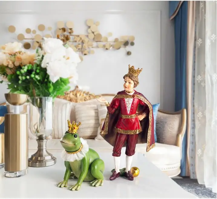 Европейский Креативный снежно-белый Лягушка принц, украшения из смолы, предметы интерьера для дома, гостиной, детской комнаты, украшение