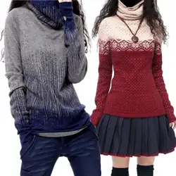 Водолазка градиент трикотажные Пуловеры для женщин свитер для женщин толстый тонкий длинные рукава 6 цветов Большие размеры Весна 2018 новое