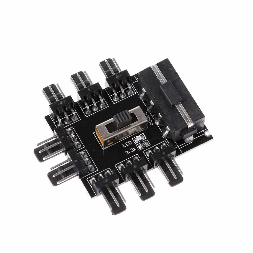 

OOTDTY 2 Level Speed Control PC IDE Molex 1 To 8 Way Splitter Cooling Fan Hub 3-Pin 12V Power Socket PCB Adapter-sata to usb