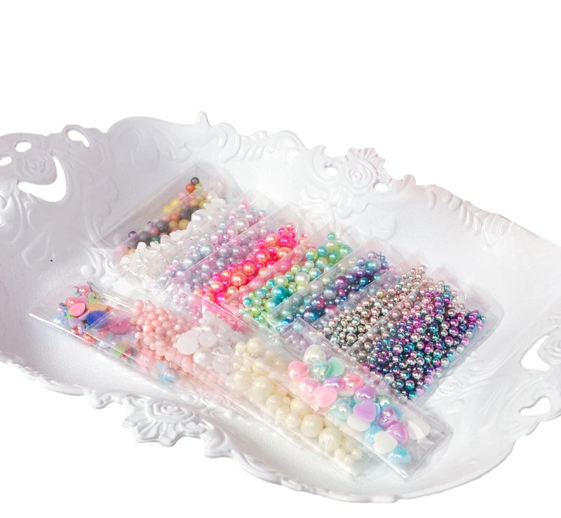 

50PC/Pack Gradient Imitation Pearl DIY Materials Slime Crystal Clay Filling Mobile Phone Decoration Materials Craft Supplies
