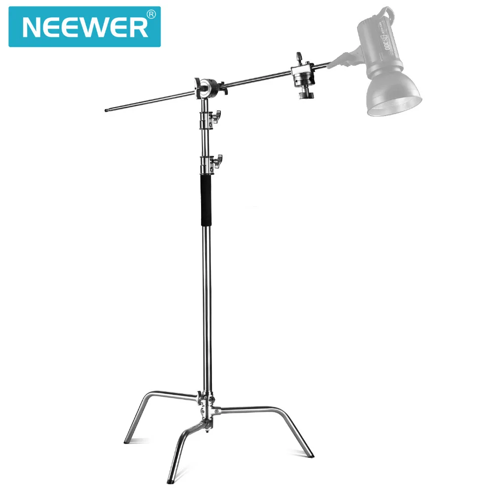  Neewer 2 Pieces Heavy Duty Max Height 10 feet/3m Adjustable Light Stand with 4 feetHolding Arm and 