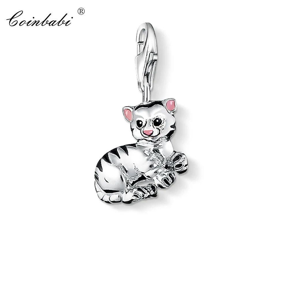 

Charm Pendant White Tiger,2018 Fashion Jewelry Trendy Trendy Real Authentic 925 Sterling Silver Gift For Women Men Fit Bracelet