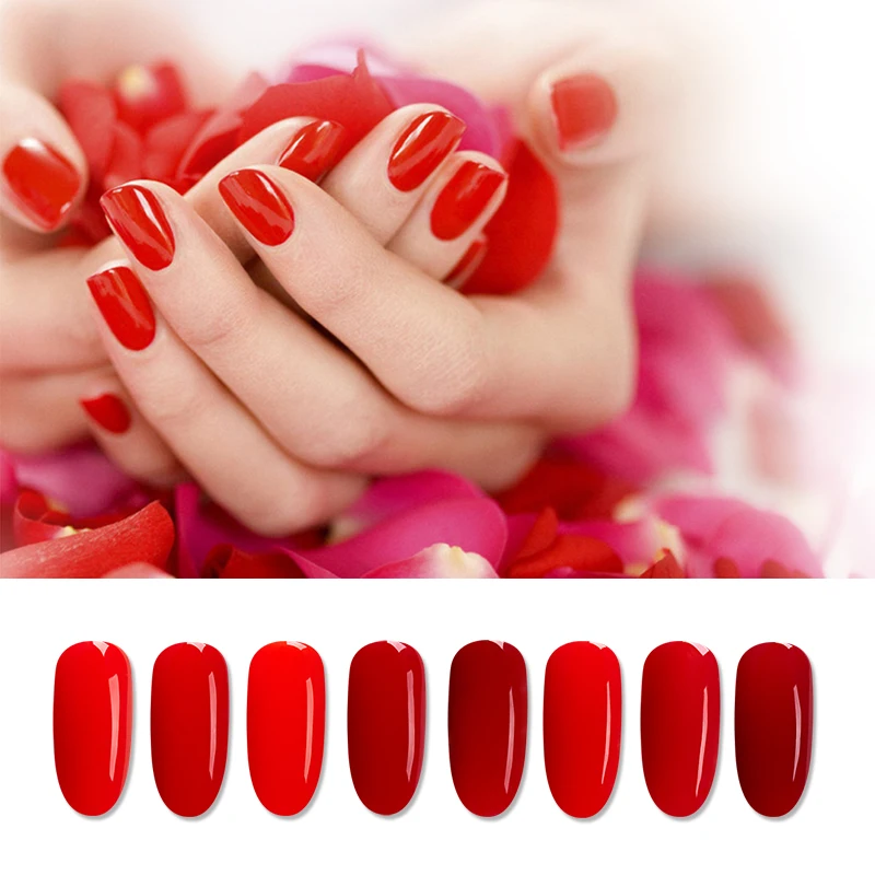 

Bozlin 7.3 ml UV Gel Nails Polish Red Series Gel Varnish Soak Off UV Or LED Gel Lacquer Manicure Nails Art Gel Polish Red Colors