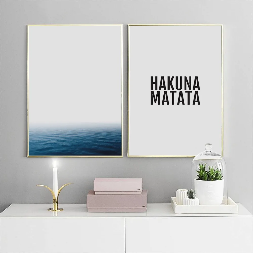

HAKUNA MATATA Ocean Nordic Scandinavian Decor Art Decor Posters and Prints Wall Picture for Living Room Wall Art Canvas Print
