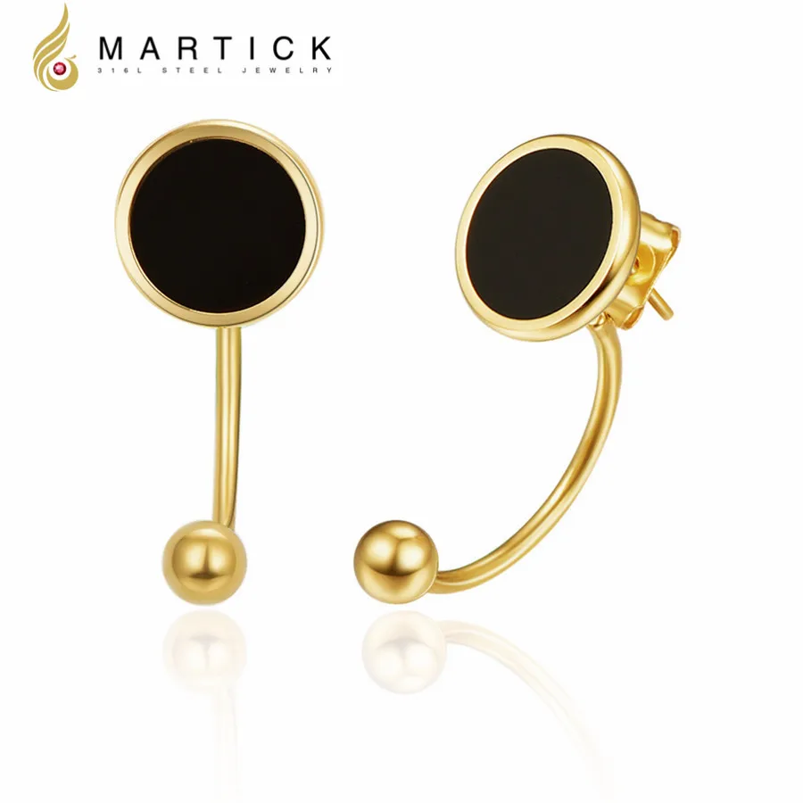 Martick Gold color Brand Earrings U Shape Steel Boll Fashion Jewelry