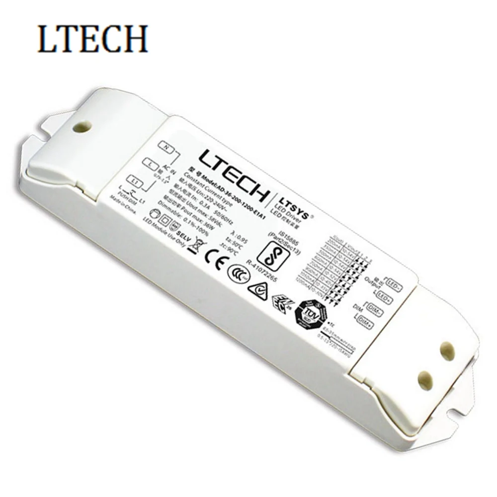 

LTECH Led Strip Driver Power Adapter 0/1-10V 36W AD-36-200-1200-E1A1 Led Dimming Controller AC220-240V Input 200-1200mA Output