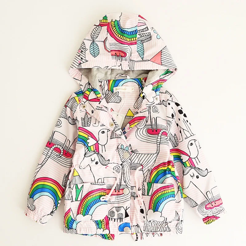 Коллекция года, осенне-Весенняя верхняя одежда с принтом для девочек детский плащ принцессы милое школьное модное спортивное пальто с длинными рукавами для девочек