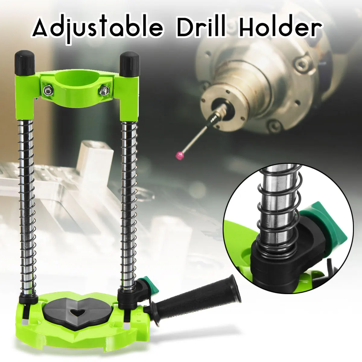 

New Precision Drill Guide Pipe Drill Holder Stand Drilling Guide with Adjustable Angle and Removeable Handle Woodworking Tool