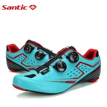 Santic Для мужчин шоссейном велосипеде обувь Сверхлегкий углеродного волокна велосипед Обувь автоматической блокировки спортивный гоночный велосипед обувь Велоспорт кроссовки