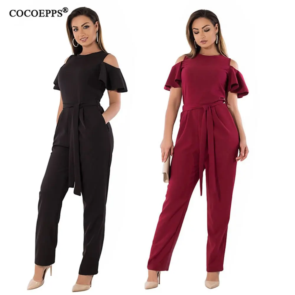 COCOEPPS, 5XL, 6XL, летние женские комбинезоны с открытыми плечами, плюс размер, комбинезоны, комбинезон, офисный, женский, элегантный, большой размер, повседневный комбинезон