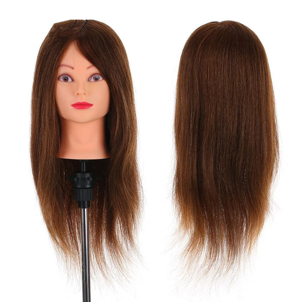 

NEW 24" 100% Real Human Hair Mannequin Head + Clamp Salon Hair Cutting Braiding Practice Hairdressing Training Head Dummy G0311