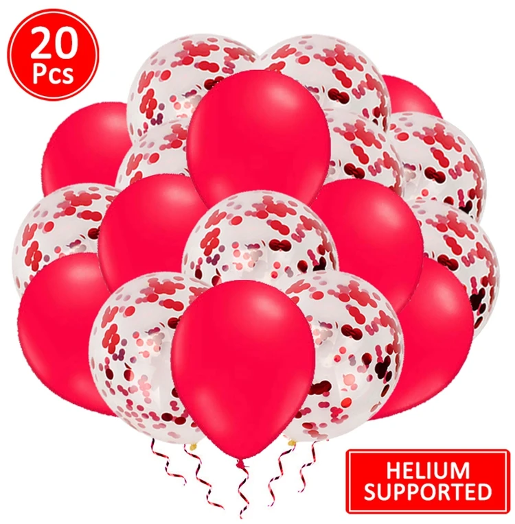 20 шт. Красные 12 дюймов конфетти латексные воздушные шары надувные шары Свадебные украшения День Святого Валентина товары для дня рождения