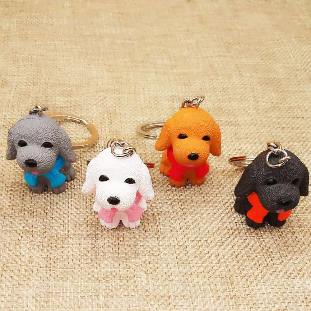 FREE SHIPPING BY DHL 100pcs/lot New PVC Mini Dog Keychains Lovely Dog