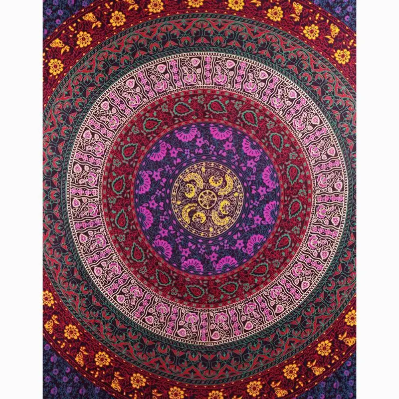 Indian Mandala Wall Hanging Tapestry Boho Geometric Pattern Carpet Throw Picnic Beach Mat Sleeping Blanket Microfiber Tapestry - Цвет: 200x150cm