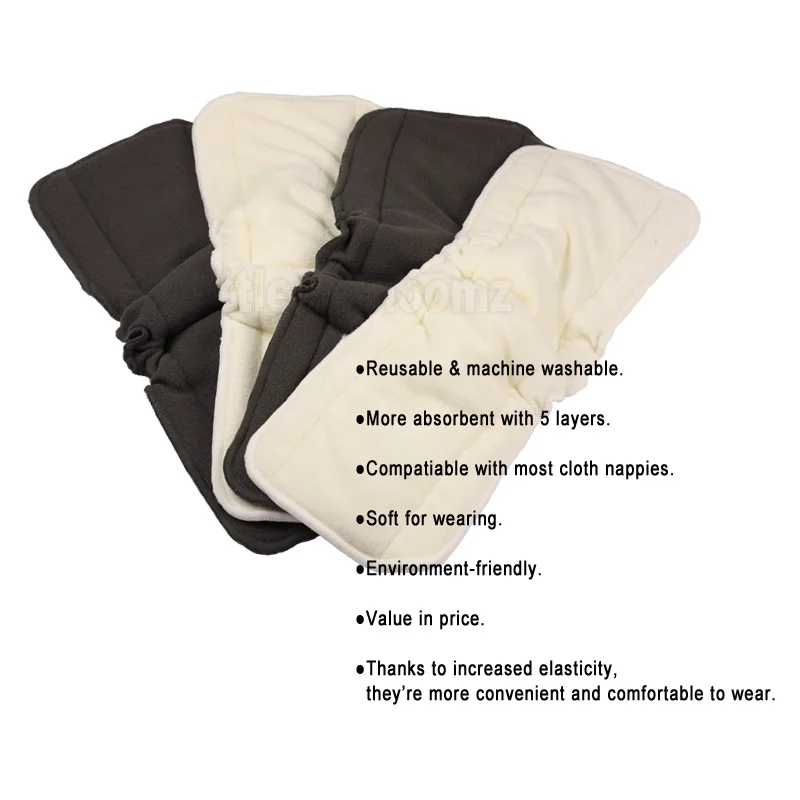 10Pcs Reusable Washable Inserts Boosters Liners For Pocket Cloth Nappy Diaper Microfibre Bamboo Charcoal Insert