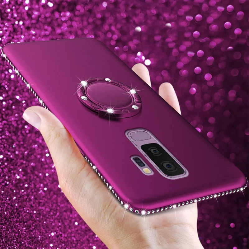 

Ring Case For Samsung Galaxy J4 J6 A6 A8 2018 S8 S9 Plus S7 Edge A3 A5 A7 J3 J5 J7 2016 2017 Cover Diamond Silicone Phone Cases