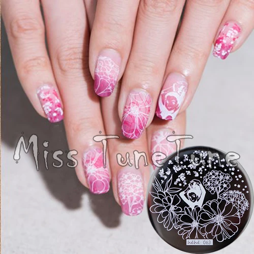 

New Stamping Plate hehe63 Flower Dancing Girl Nail Art Stamp Template Image Transfer Stamp